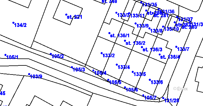 Parcela st. 133/2 v KÚ Zavlekov, Katastrální mapa
