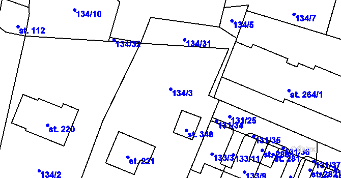 Parcela st. 134/3 v KÚ Zavlekov, Katastrální mapa