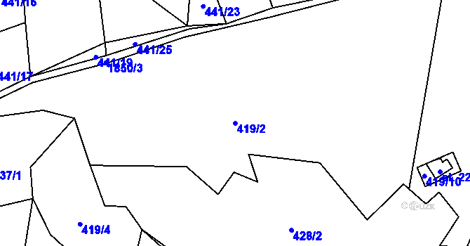 Parcela st. 419/2 v KÚ Zavlekov, Katastrální mapa