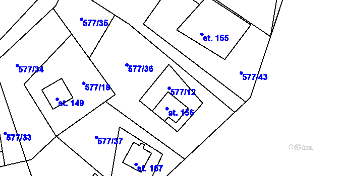 Parcela st. 577/12 v KÚ Zavlekov, Katastrální mapa