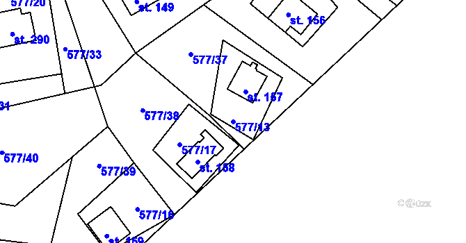 Parcela st. 577/13 v KÚ Zavlekov, Katastrální mapa