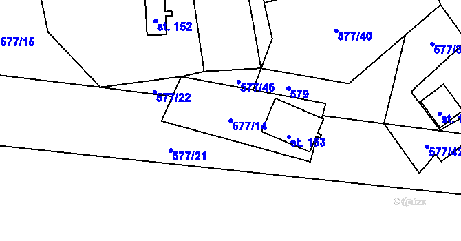 Parcela st. 577/14 v KÚ Zavlekov, Katastrální mapa