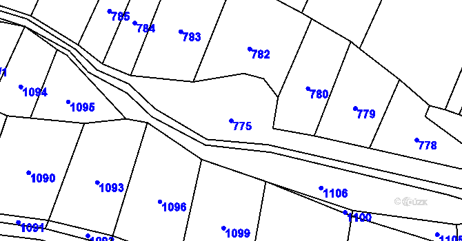 Parcela st. 775 v KÚ Zavlekov, Katastrální mapa