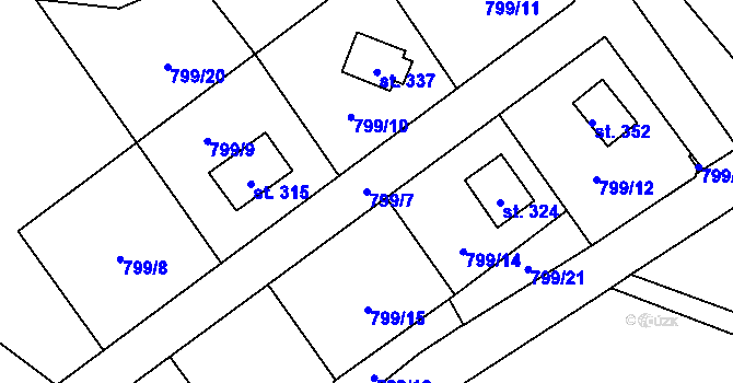 Parcela st. 799/7 v KÚ Zavlekov, Katastrální mapa
