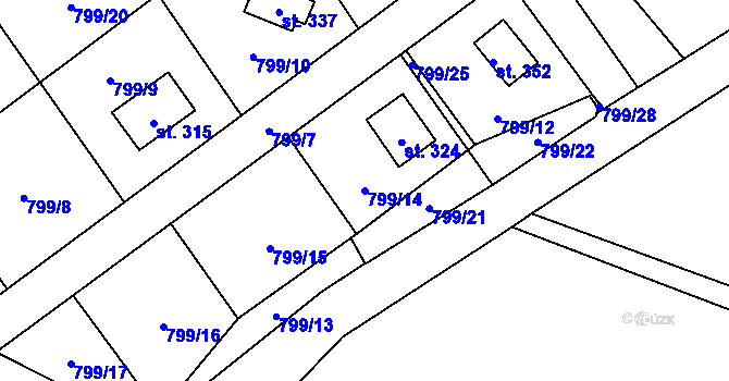 Parcela st. 799/14 v KÚ Zavlekov, Katastrální mapa