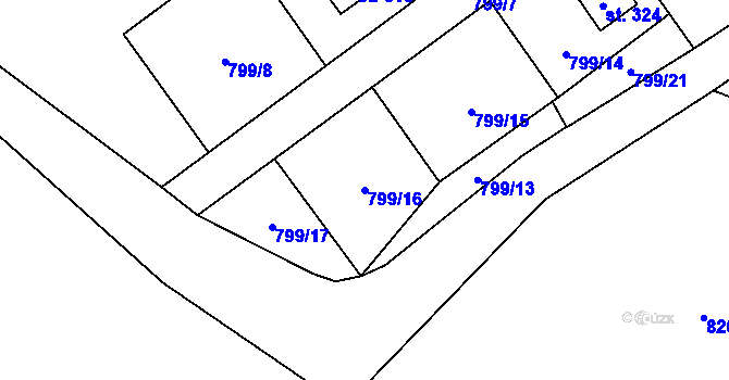 Parcela st. 799/16 v KÚ Zavlekov, Katastrální mapa