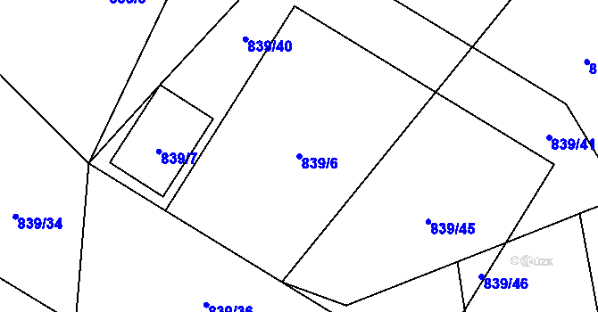Parcela st. 839/6 v KÚ Zavlekov, Katastrální mapa