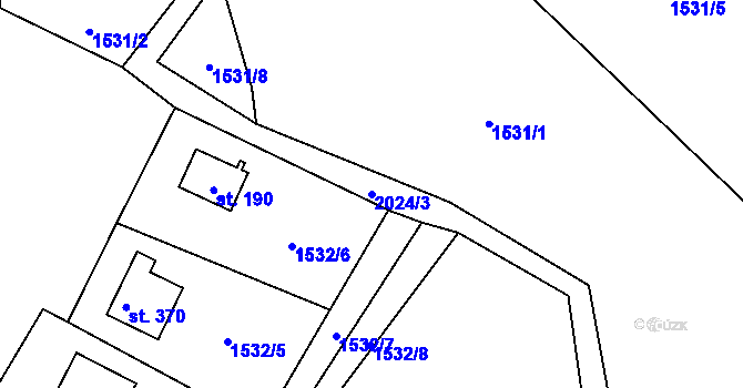Parcela st. 2024/3 v KÚ Zavlekov, Katastrální mapa