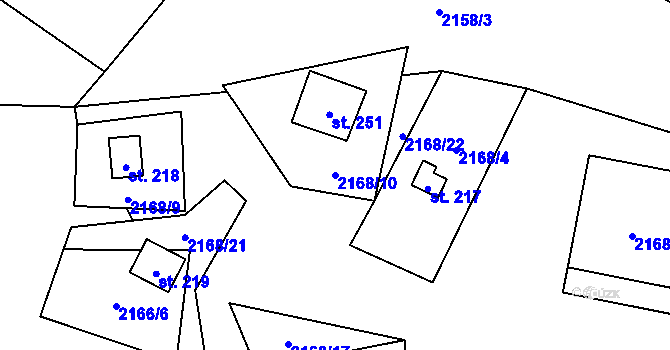 Parcela st. 2168/10 v KÚ Zavlekov, Katastrální mapa