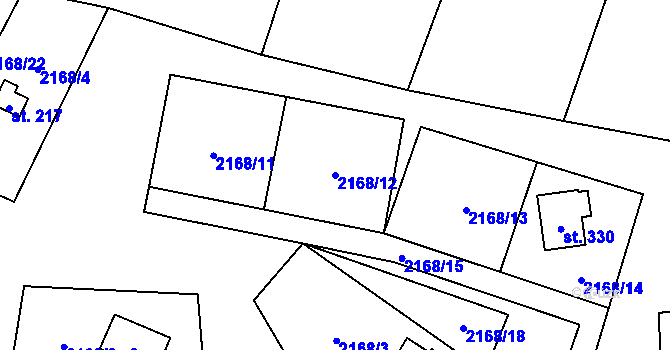 Parcela st. 2168/12 v KÚ Zavlekov, Katastrální mapa