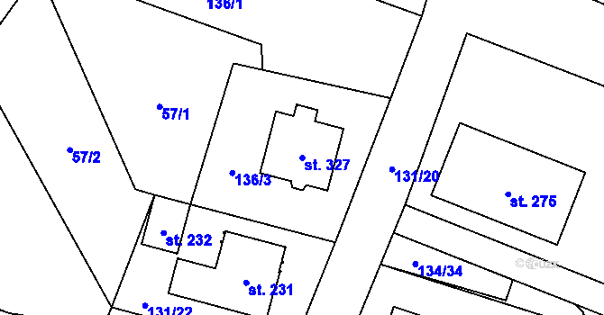 Parcela st. 327 v KÚ Zavlekov, Katastrální mapa