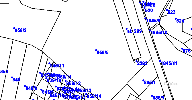Parcela st. 858/5 v KÚ Zavlekov, Katastrální mapa