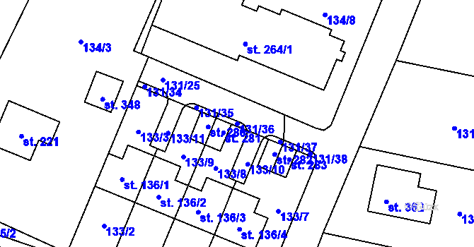 Parcela st. 131/36 v KÚ Zavlekov, Katastrální mapa