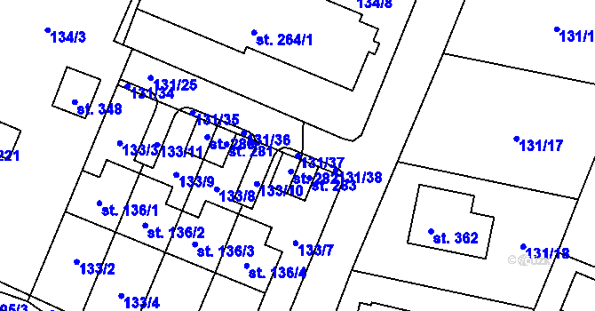 Parcela st. 131/37 v KÚ Zavlekov, Katastrální mapa