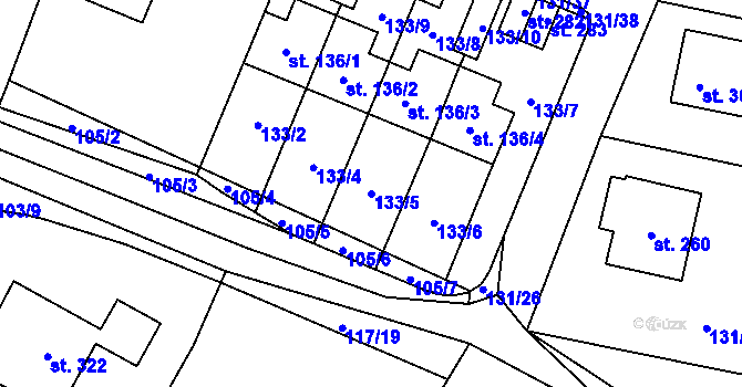 Parcela st. 133/5 v KÚ Zavlekov, Katastrální mapa