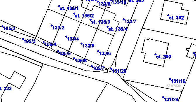 Parcela st. 133/6 v KÚ Zavlekov, Katastrální mapa