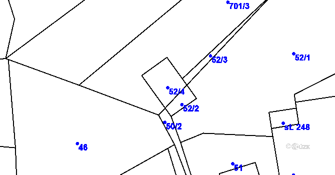 Parcela st. 52/4 v KÚ Zavlekov, Katastrální mapa