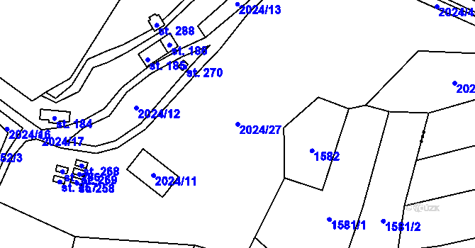Parcela st. 2024/27 v KÚ Zavlekov, Katastrální mapa