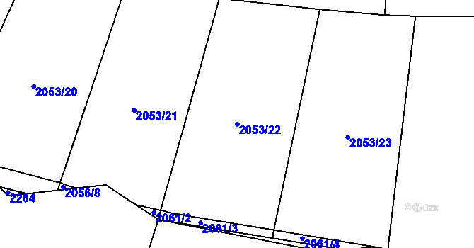 Parcela st. 2053/22 v KÚ Zavlekov, Katastrální mapa