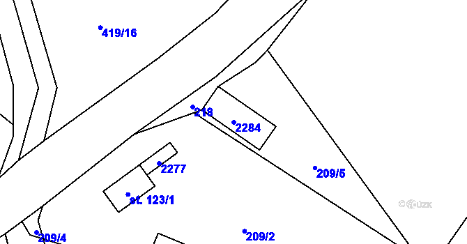 Parcela st. 2284 v KÚ Zavlekov, Katastrální mapa