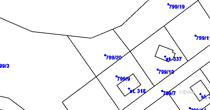 Parcela st. 799/20 v KÚ Zavlekov, Katastrální mapa