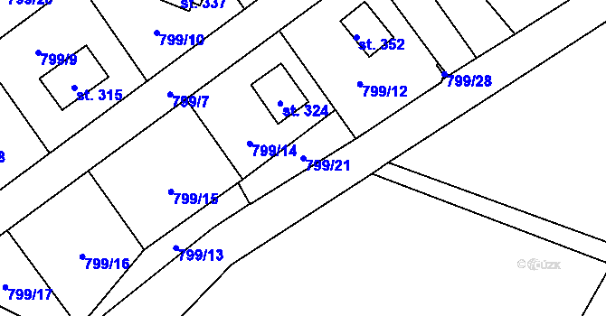 Parcela st. 799/21 v KÚ Zavlekov, Katastrální mapa