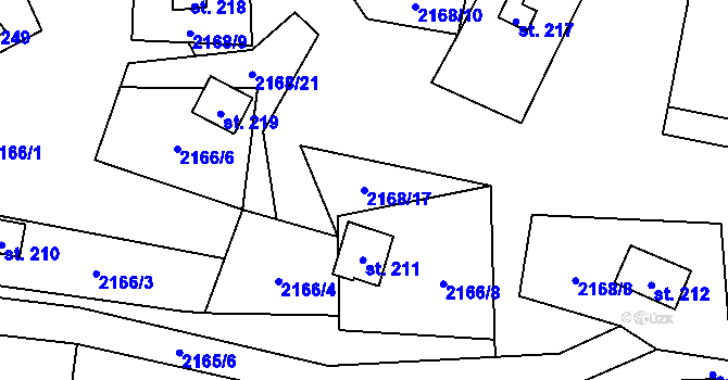 Parcela st. 2168/17 v KÚ Zavlekov, Katastrální mapa