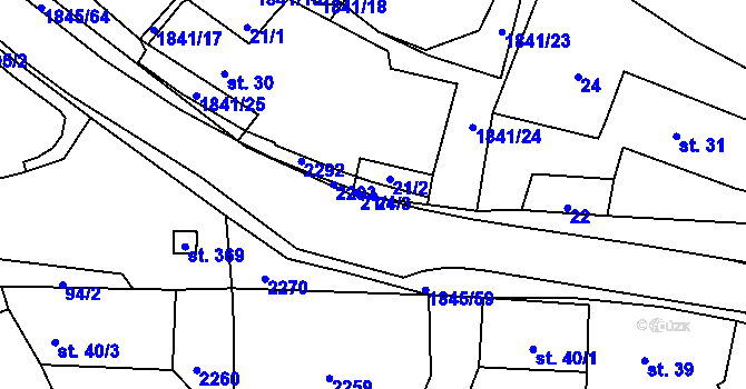 Parcela st. 21/3 v KÚ Zavlekov, Katastrální mapa