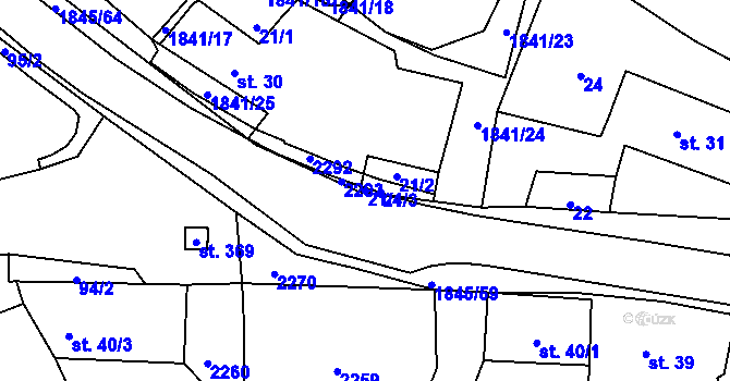 Parcela st. 21/4 v KÚ Zavlekov, Katastrální mapa