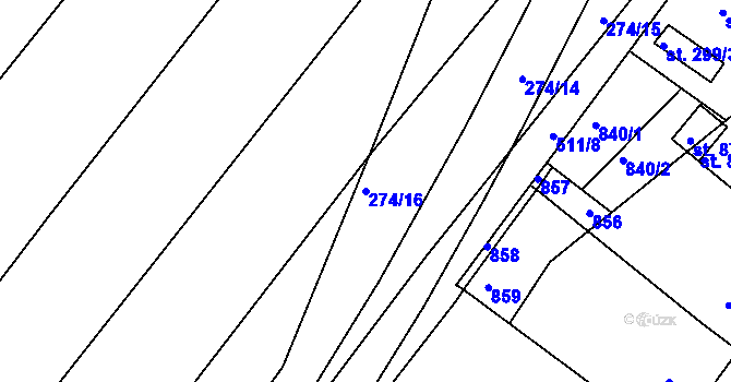 Parcela st. 274/16 v KÚ Závratec, Katastrální mapa