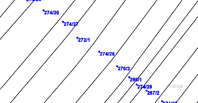 Parcela st. 274/28 v KÚ Závratec, Katastrální mapa