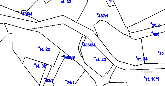 Parcela st. 486/24 v KÚ Závratec, Katastrální mapa