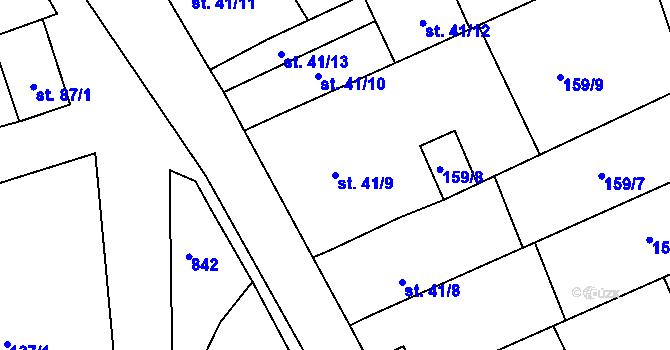Parcela st. 41/9 v KÚ Zbečno, Katastrální mapa