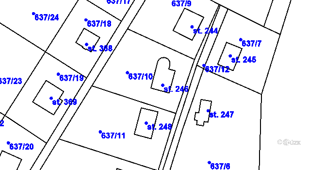 Parcela st. 246 v KÚ Zbečno, Katastrální mapa