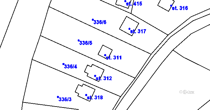 Parcela st. 311 v KÚ Zbečno, Katastrální mapa