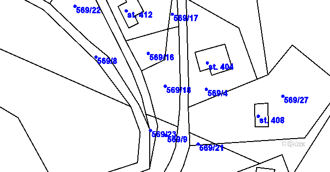 Parcela st. 569/18 v KÚ Zbečno, Katastrální mapa
