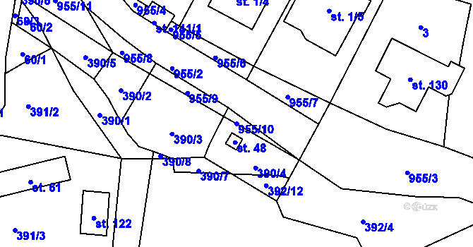 Parcela st. 955/10 v KÚ Zbelítov, Katastrální mapa