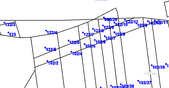 Parcela st. 102/5 v KÚ Zbelítov, Katastrální mapa