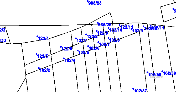 Parcela st. 102/6 v KÚ Zbelítov, Katastrální mapa