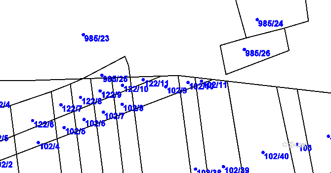 Parcela st. 102/9 v KÚ Zbelítov, Katastrální mapa