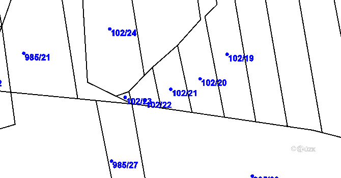 Parcela st. 102/21 v KÚ Zbelítov, Katastrální mapa