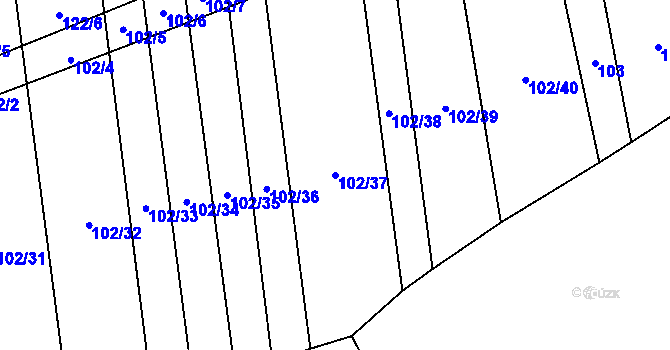 Parcela st. 102/37 v KÚ Zbelítov, Katastrální mapa