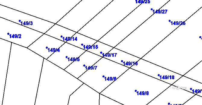 Parcela st. 149/17 v KÚ Zbelítov, Katastrální mapa