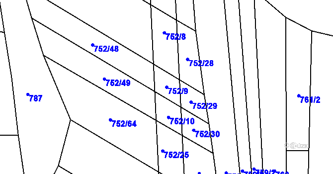 Parcela st. 752/9 v KÚ Zbelítov, Katastrální mapa