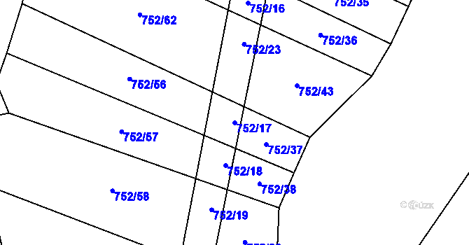 Parcela st. 752/17 v KÚ Zbelítov, Katastrální mapa