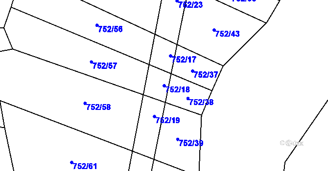 Parcela st. 752/18 v KÚ Zbelítov, Katastrální mapa