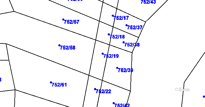 Parcela st. 752/19 v KÚ Zbelítov, Katastrální mapa