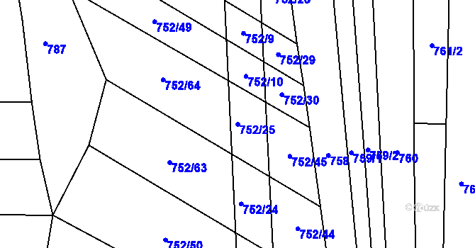 Parcela st. 752/25 v KÚ Zbelítov, Katastrální mapa