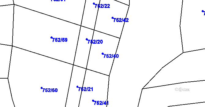 Parcela st. 752/40 v KÚ Zbelítov, Katastrální mapa