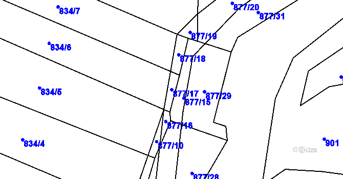 Parcela st. 877/17 v KÚ Zbelítov, Katastrální mapa